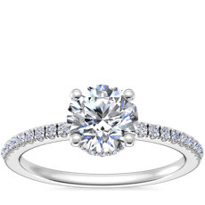 Petite Micropavé Hidden Halo Engagement Ring in 14k White Gold (.17 ct. tw.)